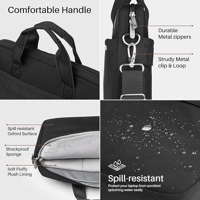 BAFFINA Laptop Shoulder Bag 15.6 16 17.3 Inch for Men Women,Waterproof Computer Carrying Case Messenger Bag Briefcase Work