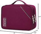 Lanola Electronic Organizer Travel Double Layer Cable Organizer Bag,Accessory Bag for Hard Drives,Cables,USB,SD Card,Memory Cards,Flash Drive,etc. - Red