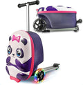 KIDDIETOTES Ride-On Scooter Suitcase for Kids – Hardside Lightweight Carry-On Luggage with Foldable Scooter, LED Wheels, Travel Fun for Toddlers & Children