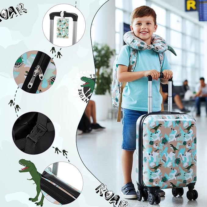 Rosamo Kid’s Luggage Set 6 Piece Suitcase Set 16’’ Hardside Luggage with Spinner Wheels Girls Boys Carry on Luggage Travel Rolling Luggage Airline Approved