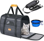 Morpilot Cat Carrier - Cat Carrier Soft for Small or Medium Cats up to 20lbs, with Sided Cushion, Secure Buckle and Foldable Bowl, Dog Carriers for Small Dogs (Dark Gray)