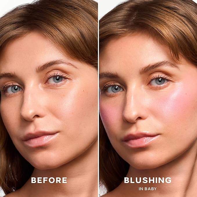 Saie Mini Dew Liquid Blush for Cheeks - Hydrating Cream Blush Stick with a Blendable + Buildable Formula - Skincare Infused Dewy Cheek Tint for a Natural Flush - Clean, Vegan Makeup - Baby (.24 oz)