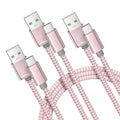 Basesailor for iPhone 17 16 Pro Max Charger Cord,USB to USB C Cable,Type C Charging Power Cord for Apple 17e 15 iPad 10 Air 4 5,Samsung Galaxy S26 S25 S24 S23,Pink,3Pack 3.3/6.6/10FT(1/2/3M)