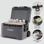 Igloo Trailmate 52Qt Wheeled Cooler, Insulated Hard Shell Ice Chest, Carbonite