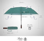 Balios Travel Folding Umbrella with Real Wood Handle Auto Open Close Vented Windproof Canopy - Designed in UK