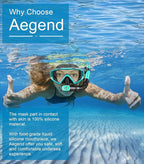 Aegend Snorkeling Gear for Adults Youth Kids, Snorkel Mask with Top Dry Valve - Panoramic View Anti-Leak and Anti-Fog with Mesh Bag for Snorkeling, Scuba Diving, Freediving & Swimming