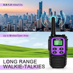 MaxTalker Walkie Talkies Long Range for Adult, MT10 Rechargeable Walkie Talkies FRS Two Way Radio, NOAA, 1200mAh Li-ion Battery USB-C Cable, LED Flashlight,VOX Walkie Talkie for Camping 2Pack (Purple)