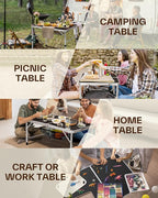 Sportneer Folding Table: Adjustable Height Camping Essentials 35.4" L x 23.6" W 2 Height with Mesh Layer - Compact & Portable Small Folding Table for Outdoor Camp Garden Picnic BBQ Dining Cooking