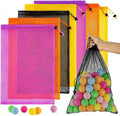 7PCS Colorful Mesh Drawstring Bag - Mesh Bag 18x12 Inch Breathable Nylon Mesh Storage Bag with Drawstring Closure Lightweight Net Organizer for Travel, Home, Gym, Daily Essentials