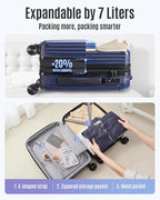 LIGHT FLIGHT Carry On Luggage 22x14x9 Airline Approved, Durable Hard Shell Carry On Suitcases with Wheels, Expandable Hardside Lightweight Travel Luggage with TSA Lock 20 Inch Carry on, Dark Blue