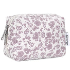 Narwey Small Cute Floral Makeup Bag for Purse Mini Cosmetic Bag Travel Makeup Pouch Zipper Pouch Cute Make up Bags with Compartments for Women Girls (Dusty Pink Flower, Small)