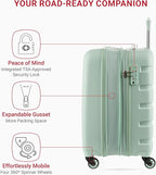 SwissGear 7366 Signature Hardside Expandable Luggage with Spinner Wheels, TSA Lock, Cup-Holder, Clearly Aqua, Carry-On 19-Inch