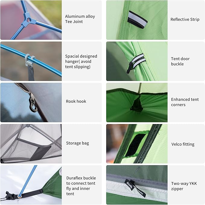 Naturehike Cloud Up Tent, Lightweight Backpacking Tents, Waterproof Ultralight Tent for Camping Hiking Backpacking