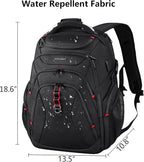 KROSER Travel Laptop Backpack 17.3 Inch XL Computer Backpack with Hard Shell Saferoom RFID Pockets Water-Repellent Business College Daypack Stylish Bag for Men/Women-Black