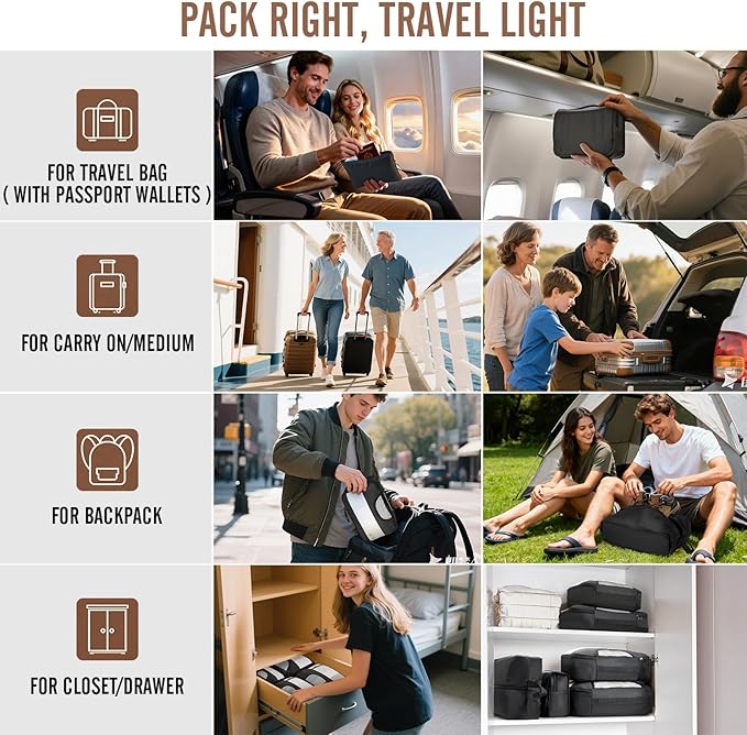 Veken 10 Set Packing Cubes for Travel Essential, Suitcase Organizer Bags in 4 Sizes, Carry-On Luggage Accessories with Large Laundry & Hanging Toiletry Bag, Must-Have for Airplane, Road Trip & Camping