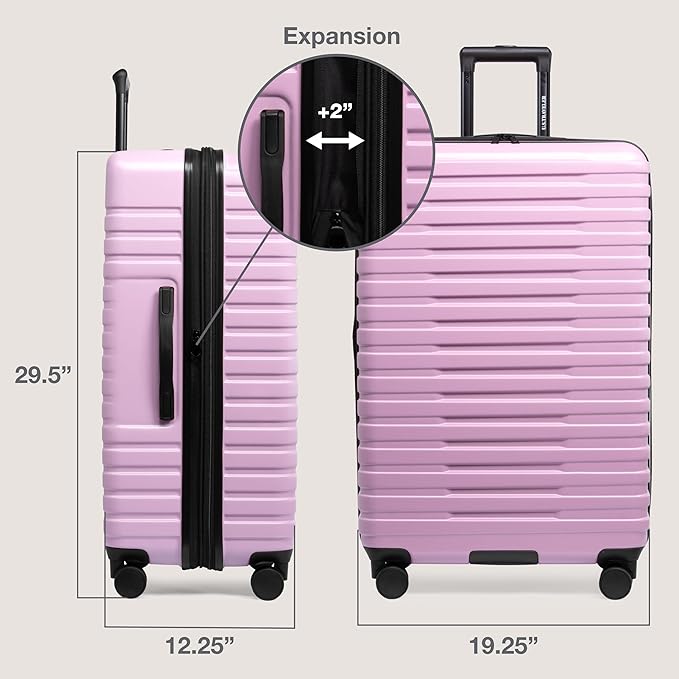 U.S. Traveler Boren Expandable Hardside Rugged Travel Luggage with 8 Spinner Wheels, Lavender, Checked-Large 30-Inch