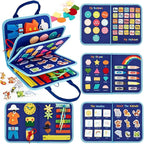 hahaland Busy Board for Toddlers - Montessori Toys Preschool Learning Activities with Life Skills, Alphabet, Number, Shape, Color, Animal, Weather - Toddler Boy Learning Educational Toys, Travel Toys