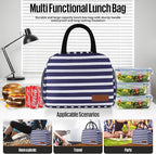 douyadady Lunch Bag Women/Men Lunch Box Women/Men (Dark blue+White Stripes)