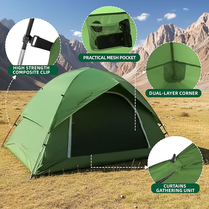 Camping Tent for 2 Person, 4 Person, 6 Person - Waterproof Two Person Tents for Camping, Small Easy Up Tent for Family, Outdoor, Kids, Scouts in All Weather and All Season by Clostnature