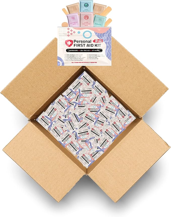 First Aid Emergency Medical Kit Mini and Travel Size - | Great for Kids, Schools, Business, Hiking, Camping | Wound Care Products (Abstract) (100)