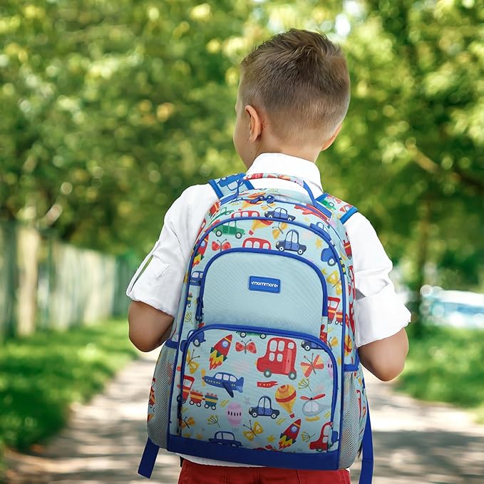 mommore Kids Backpack for Boys Girls 4-8 Kindergarten Elementary School Backpack with Lunch Box - 15” H Fit Folder