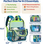 Bagseri Clear Backpack for Boys - 15 Inch Heavy Duty Kids Clear Bookbag for Kindergarten to Grade 2, Transparent School Bag with Reflective Strip, Fits Folders, Green Dinosaur