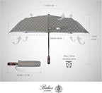 Balios Travel Folding Umbrella with Real Wood Handle Auto Open Close Vented Windproof Canopy - Designed in UK