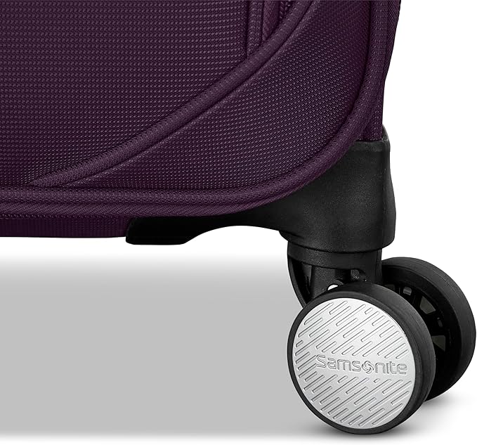 Samsonite 2-PC Soft-Sided 21/29” (Carry-On & Large Checked), Lightweight Expandable Element Luggage Set with 2 Front & 1 Side Pocket, Four Spinner Wheels, Adjustable Handle, Durable- Purple