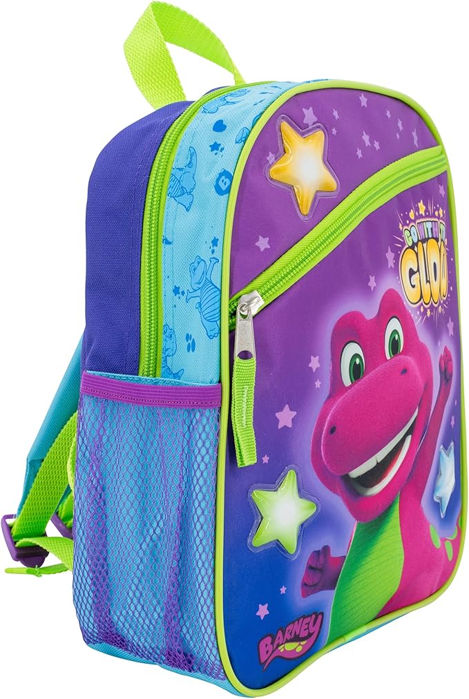 AI ACCESSORY INNOVATIONS Barney The Purple Dinosaur Mini Backpack, 12 x 10 x 4 inches, Kids School Bag with Zip Pockets, Purple