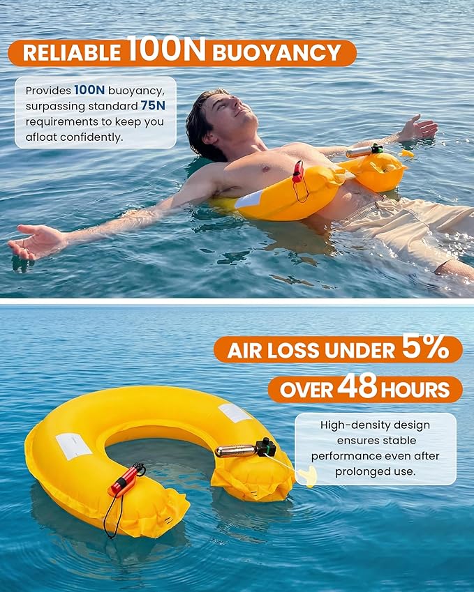 Owntop Manual Inflatable Belt Pack, Adults Swim Jacket with Blowpipe & Whistle, 24g CO2 Cylinder Included, Low Profile for Kayaking, Fishing, Paddle Sports