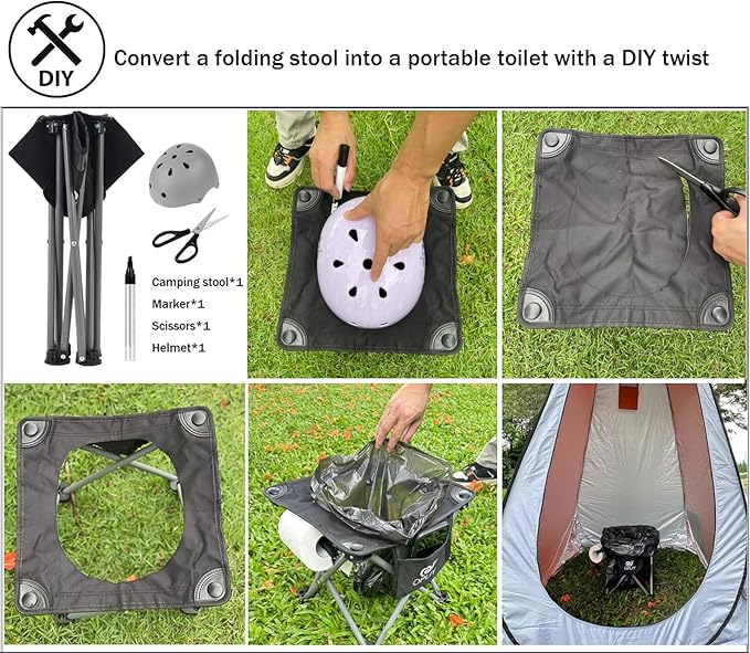 Opliy Camping Stool 2 Pack,13 Inch Portable Folding Stool for Outdoor Gardening and Beach Hiking Fishing,Foot Stool with Carry Bag (Black)