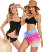 CHICGAL 2 Pieces Women Beach Sarong Bathing Suit Wrap Skirt Sheer Bikini Swimsuit Cover Ups for Swimwear