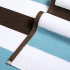 Bornbay Cotton Oversized Beach Towel - Extra Large 40"X70" Big Cute Thick Pool Towel, XL Stitch Beach Towels Striped Blue Brown Swimming Towel for Adults Mens Women