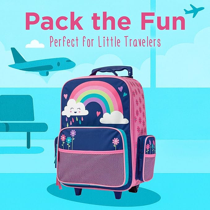 Stephen Joseph Kids Classic Rolling Luggage, Kids Luggage, Toddler Rolling Travel Carry On, Kids Suitcase with wheels,
