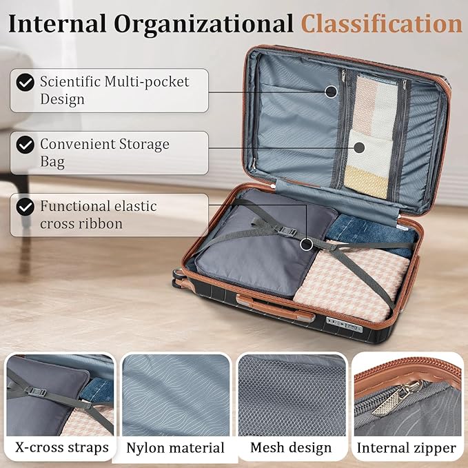 4 Piece Luggage Set, Hardside Expandable Lightweight Suitcase with 360° Mute Spinner Wheels Luggage Sets, TSA Lock, 14/20/24/28 Inch Travel Luggage for Men, Women and Girls (Black)