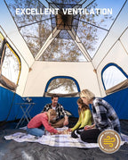 FanttikOutdoor Camping Tent 4/6/8/10 Person Instant Cabin Tent Setup in 60 Seconds with Rainfly & Windproof Portable with Carry Bag for Family Camping & Hiking, Upgraded Ventilation, Navy Blue