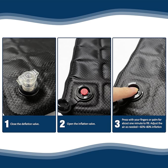 Inflatable Seat Cushion for Airplane Travel Portable Air Seat Cushion Pressure Relief with 49 Airbags TPU 15X15 Inches Black 1PSC