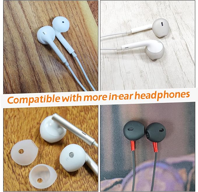 EKIND 4 Pcs Ear Cover Tips Anti-Slip Silicone Soft Replacement Sport Earbud Tips Compatible for iPhone 7 / 6S / 6 Plus / 5S / 5C / 5 Headphones Earphones Protective Accessories Tips (Clear)