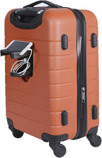 Wrangler Smart Spinner Hardside Luggage, 22-Inch Carry-On, Burnt Orange