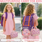 Lunch Box Kids Insulated Lunch Bag for Boys Girls Cute Reusable Lunch Tote Bag Waterproof Portable Thermal Lunch Box Kids for School Picnic Travel Pink Butterfly