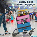 BlueCosto - Luggage Tags - Black, 50 Pack - Suitcase Tags with Name ID Card & Heavy-Duty Metal Wire Loops - Bright Colored PVC Identifiers for Travel Baggage - Backpack Name Labels