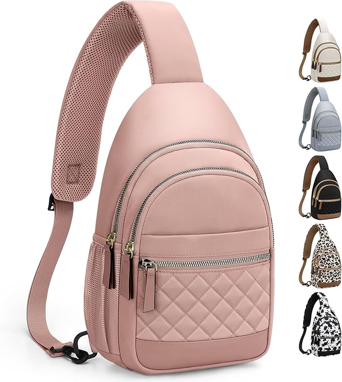 Capolo Sling Bag for Women Men Waterproof Crossbody Bags for Women Trendy Casual Fanny Pack with Convertible Shoulder Strap Chest Bag for Travel Hiking(Pink, Large)