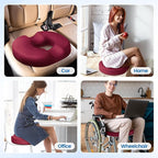 Donut Pillow Seat Cushion - Cooling Gel Donut Chair Cushions, Memory Foam Seat Cushion for Office & Home, Car Seat Cushion and Butt Pillow, Hemorrhoids Pillow and Tailbone Pain Relief, Red