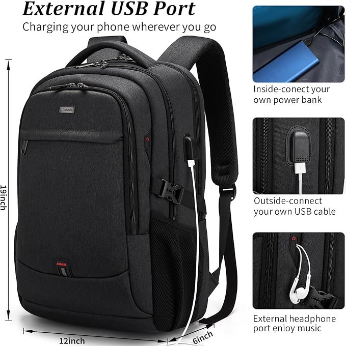 DUSLANG 17 Inch Laptop Backpack for Travel Water Resistant College Backpack for Women Laptop Bag with USB Charging Port,Beige A