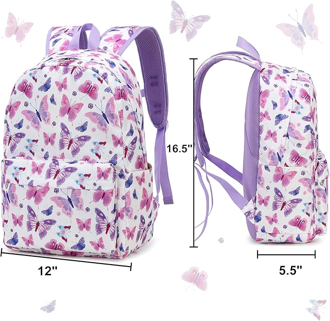 CAMTOP Preschool Backpack for Kids Girls Butterfly Toddler Backpacks Kindergarten School Bookbags(Age 3-8, Colorful Butterfly)