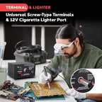 Pyramid Universal Compact Bench Power Supply - 10 Amp Linear Regulated Home Lab Benchtop AC-to-DC Converter w/ 13.8 Volt DC 115V AC 250W Input, Screw Type Terminal, 12V Car Cigarette Lighter-PS15K.5