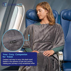 TRAVELREST 4-in-1 Travel Blanket – Wearable Blanket, Pillow & Body Wrap, Lightweight, Compact & Cozy with Carry Case, Travel Friendly, Comfort, Ideal for Airplanes, Long Flights, Road Trips - Gray