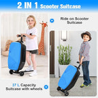 smilesun Scooter Luggage For Kids & Adults， Hardside Ride On Suitcase For Kids Ages 4-15 Multifunctional Lightweight Foldable Carry On Luggage With Wheels Ride On For Children Teenagers（Light Blue）