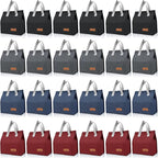 VZZNN 24 Pack Lunch Bags Bulk,Insulated Reusable Lunch Bags with Aluminum for Women Men,Leakproof Tote Large Lunch Box for Office,Work,Beach or Travel,Multicolor