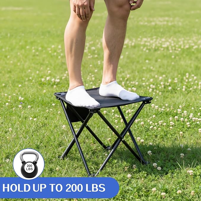 2 Pack Camping Stool,13 Inch Portable Folding Stool Compact Camping Chair Lightweight Stools Seat for Outdoor Gardening and Beach Hiking Fishing, Foot Stools with Carry Bag (Black)